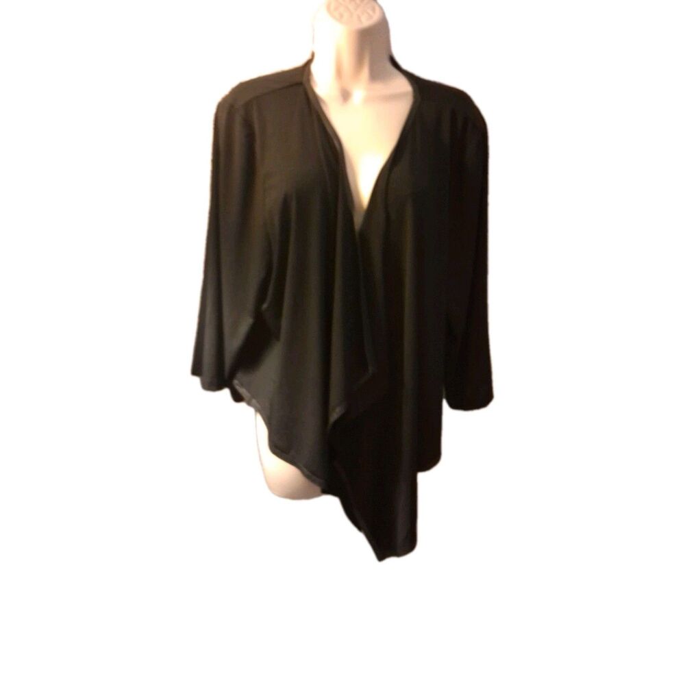 Catherine's Women's Top Shaw Size 2X- 22/24W Solid Black Open Front New With Tag